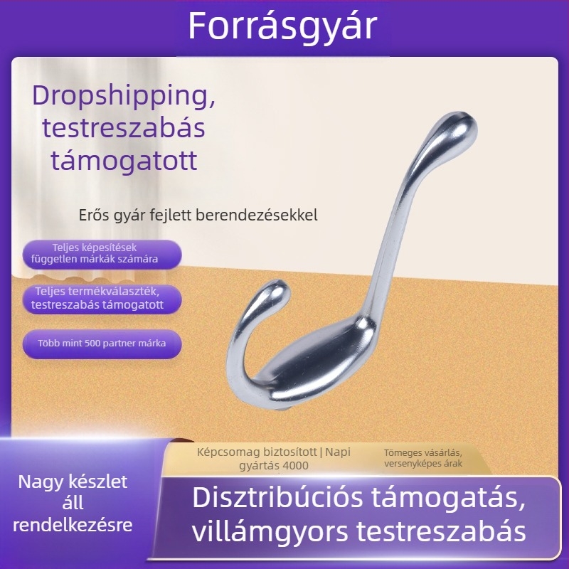 Cinkötvözetű ruhakapocs, fém egyszeres akasztó ajtó mögé, fürdőszobába