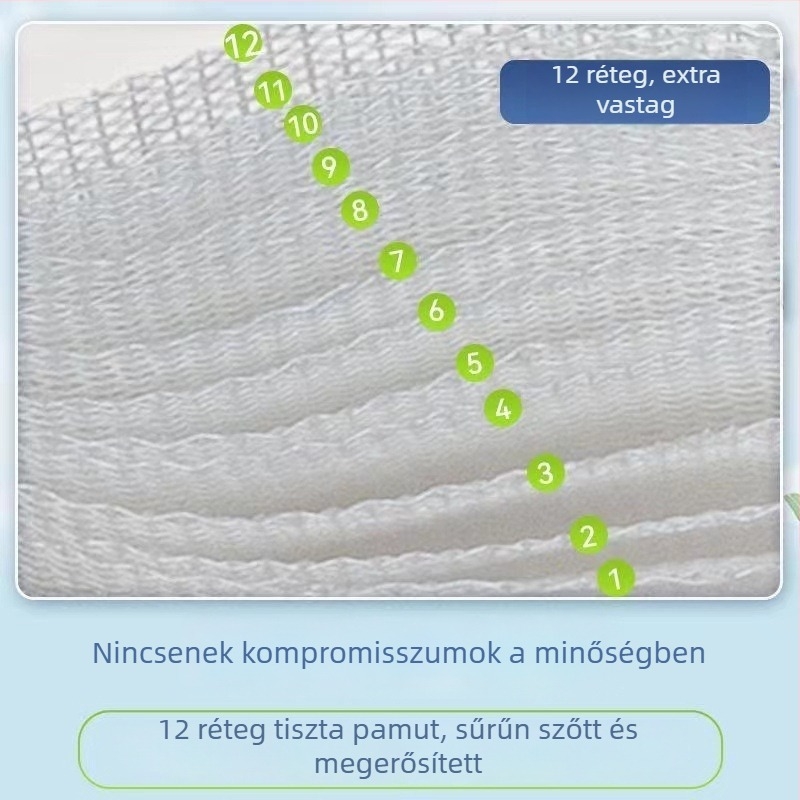 12 rétegű mosogatókendő pamut fonalból, olajálló, nedvszívó, szöszmentes, nyomtatott mintával