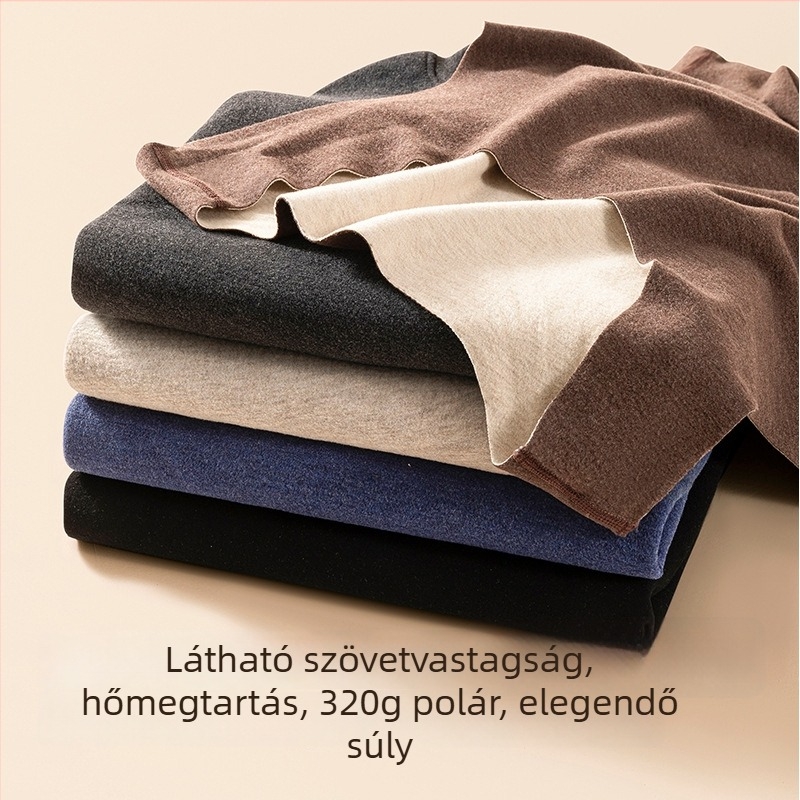 Férfi gyapjú–selyem termo mellény velúr béléssel, dupla rétegű fleece-sel, őszi–téli viselet