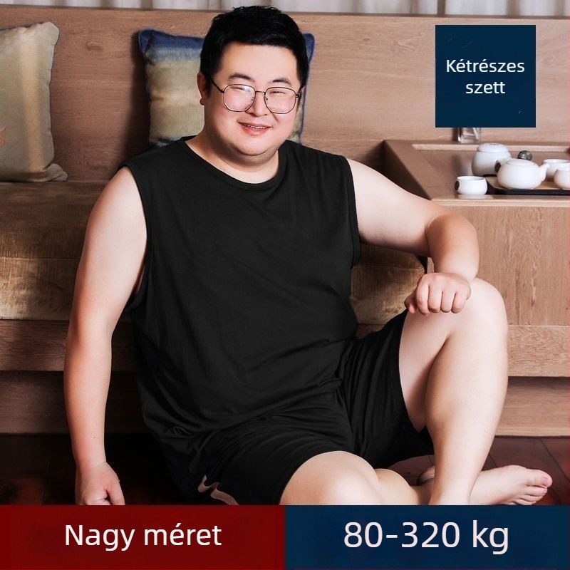Férfi ujjatlan felső széles vállú, nyári, egyszínű, lazán szabott, plusz méret