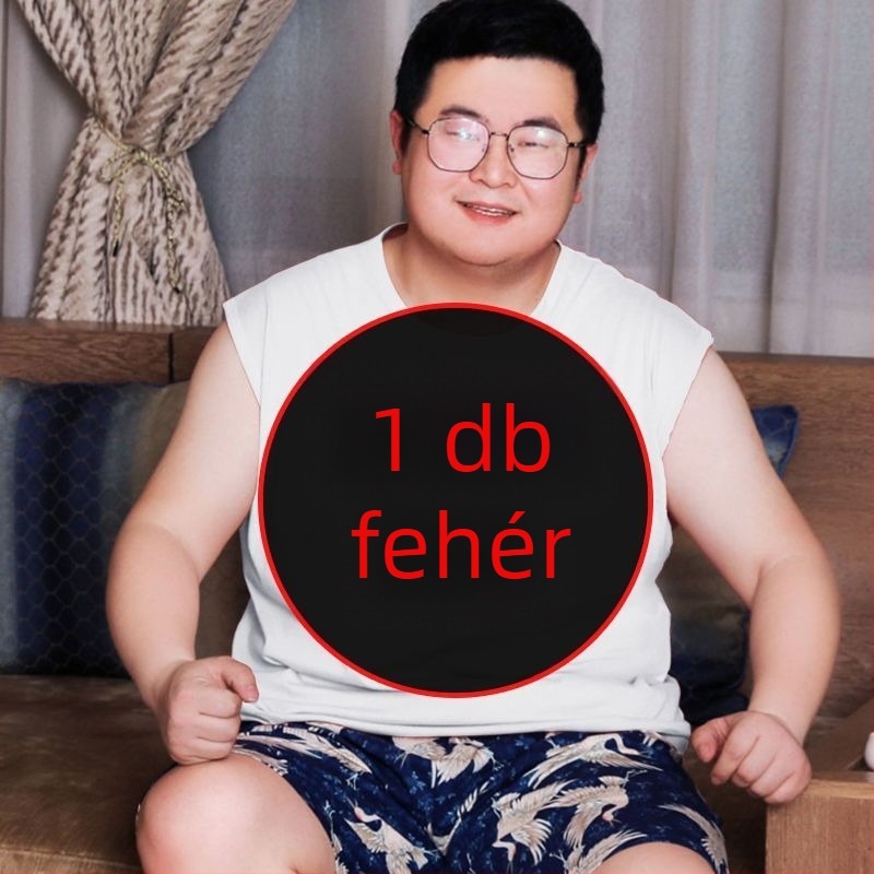 Férfi ujjatlan felső széles vállú, nyári, egyszínű, lazán szabott, plusz méret