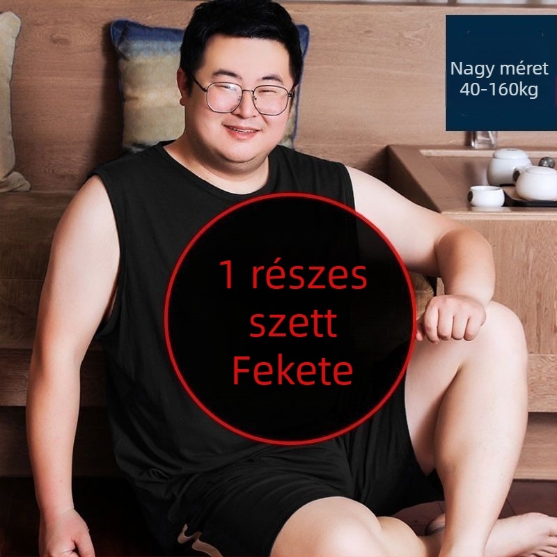 Férfi ujjatlan felső széles vállú, nyári, egyszínű, lazán szabott, plusz méret