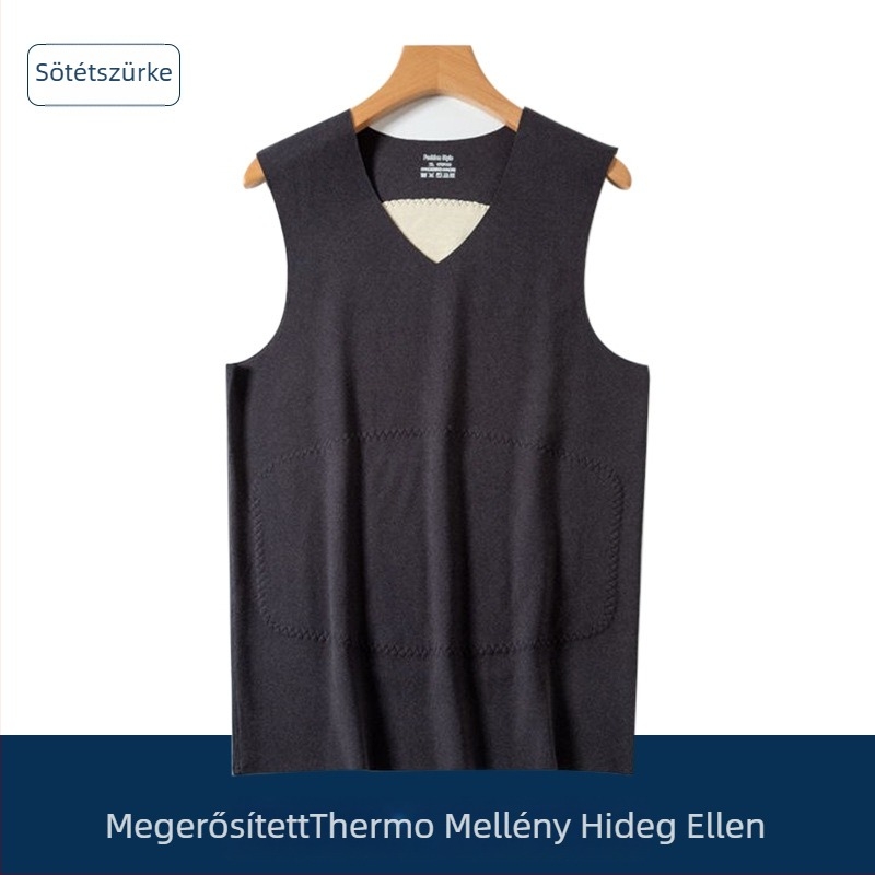 Férfi seamless termos mellény dupla oldali applikációval, gyors melegedésű fleece-béléssel, vastag a hideg ellen, alapréteg őszre és télre