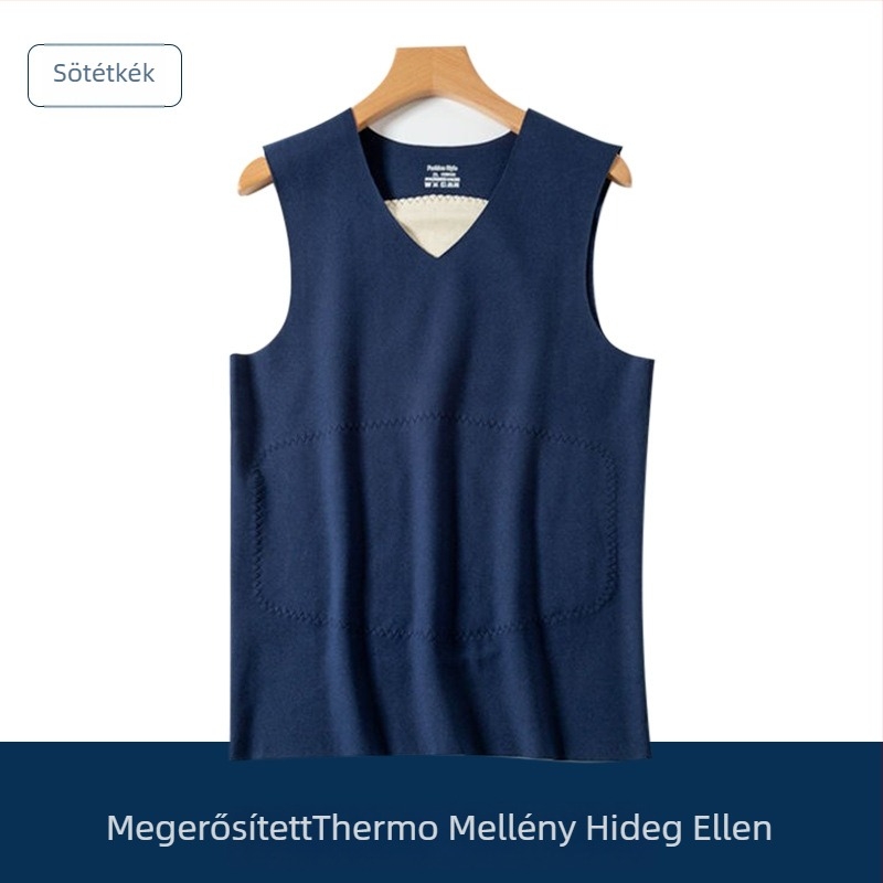 Férfi seamless termos mellény dupla oldali applikációval, gyors melegedésű fleece-béléssel, vastag a hideg ellen, alapréteg őszre és télre