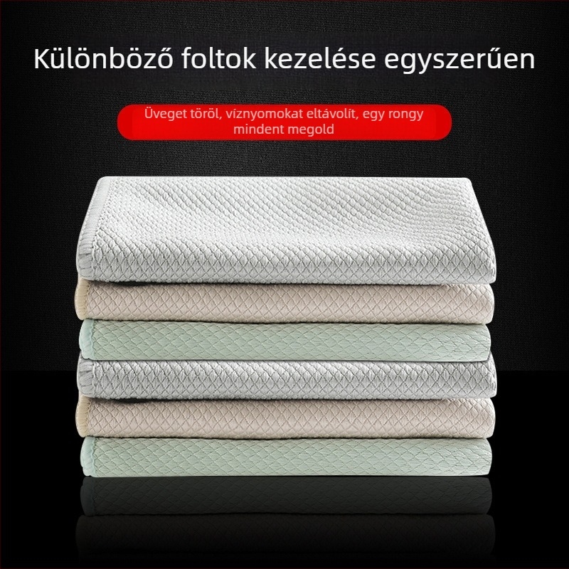Konyhai tisztító kendő halpikkelyes mintával, üveg tisztításához, vízjelmentes, nedvszívó, szálmentes