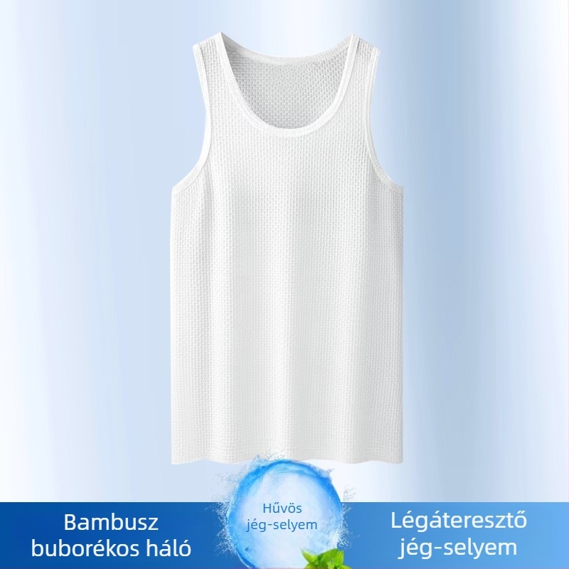 Férfi Ice Silk ujjatlan felső - gyorsan száradó sportos kosárlabda felső, bő szabás, lélegző, nyár 2025
