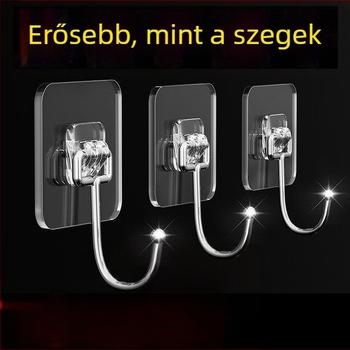 Rozsdamentes acél nagy falikampó, öntapadós, ultra-erős, fúrás nélkül, többfunkciós konyhához és kollégiumhoz, nehéz tárgyakhoz