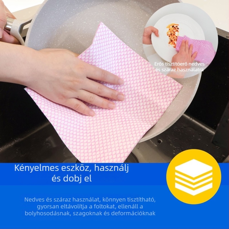 Ipari nem szövött tisztító kendő hal pikkely mintával, vastított, egyszer használatos, száraz és nedves tisztításra