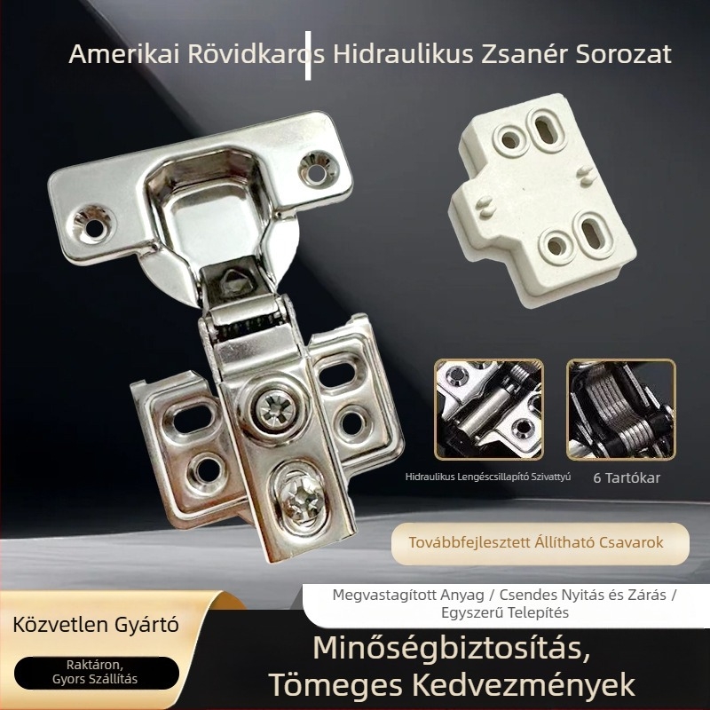 Amerikai stílusú rövid kartámaszú szekrényajtó csuklóval, hidraulikus csillapítóval, keskeny oldallap, rozsdamentes acél