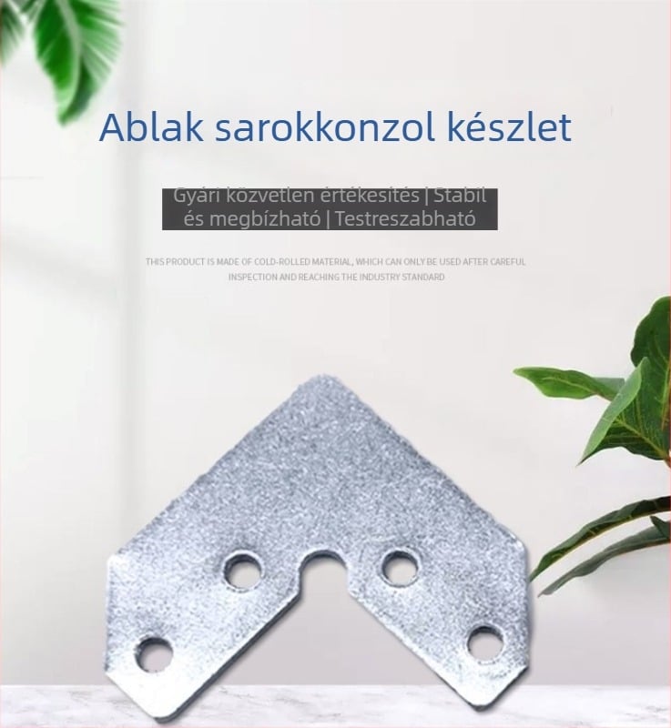 Sarokvas ablakhálóhoz, alumíniumötvözet, rozsdamentes acél sarokelem