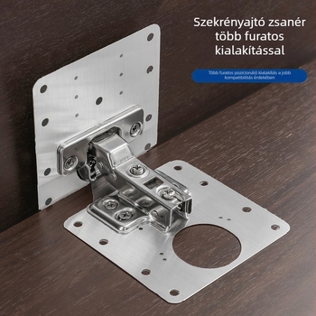 Kingna Rozsdamentes acél szekrényajtó csuklópánt javítólemeze, 90x90, 6 csavarral