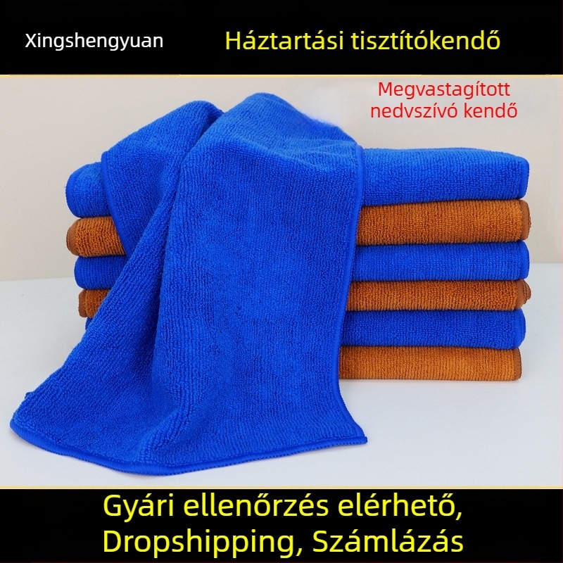 Mikroszálas tisztító kendő, vastag és nedvszívó, otthoni takarításra, asztal törlésére és autómosáshoz
