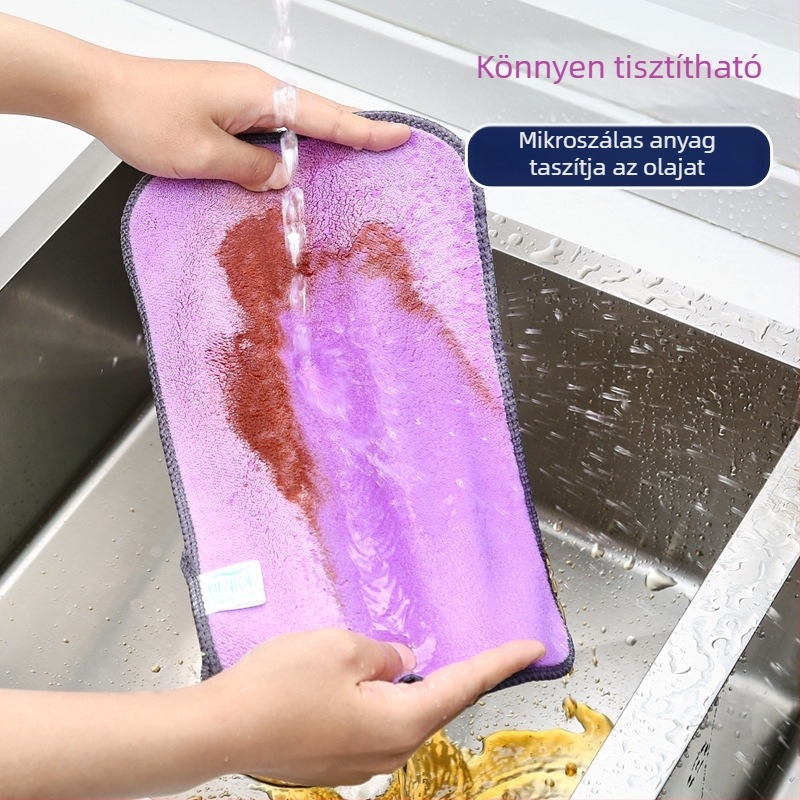 Kétszeres rétegű bambuszrost konyhai kendő, nedvszívó, szálmentes, zsíroldó, felületek törlésére