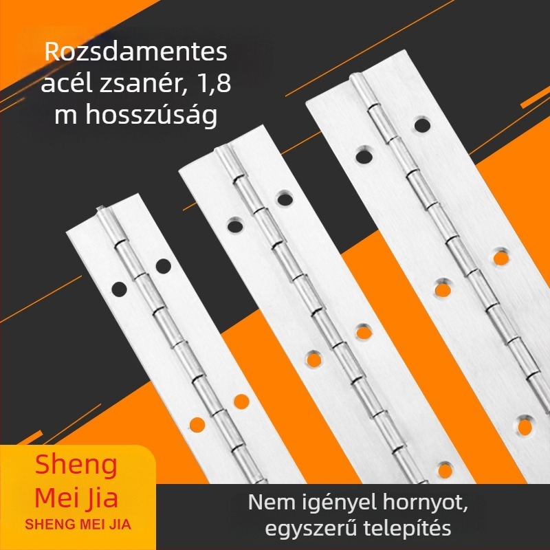 Rozsdamentes acélból készült hosszú zsanér, 1,8 m, ajtókhoz, ablakokhoz és szekrényekhez