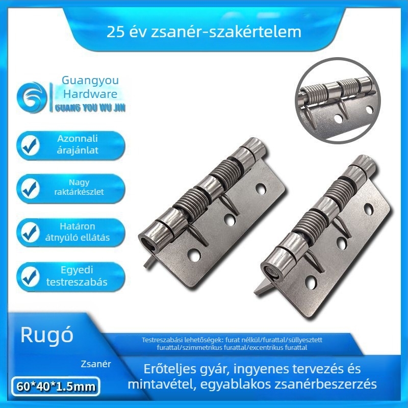 304 rozsdamentes acélból készült dupla rugós pánt automatikus visszacsapódással, ajtókhoz, ablakokhoz és szekrényekhez