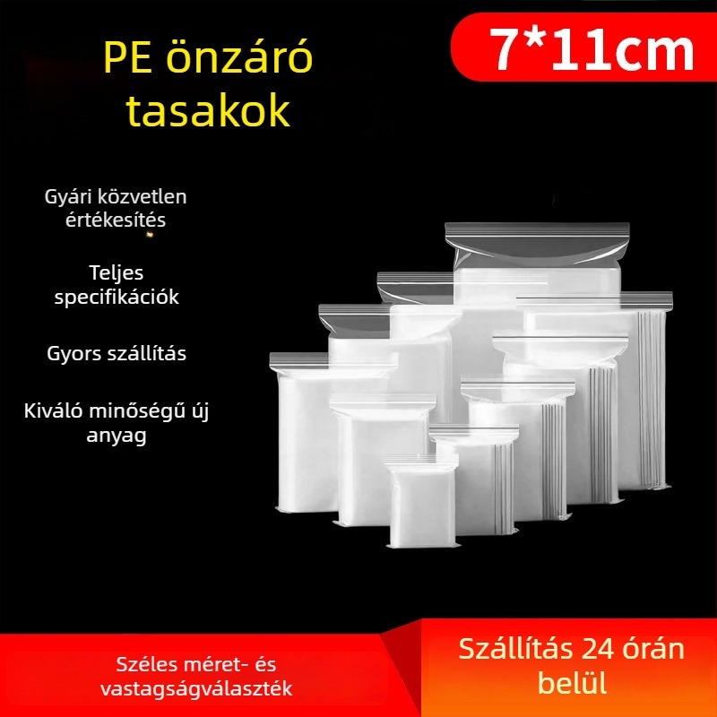 PE önzáró zacskó, 7×11 cm, átlátszó kártyatartó tasak