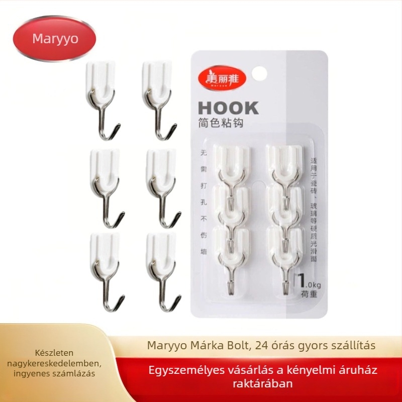 Beautiful ragasztós akasztó készlet – erős tartás, fúrás nélkül, falra szerelhető, 6 darabos