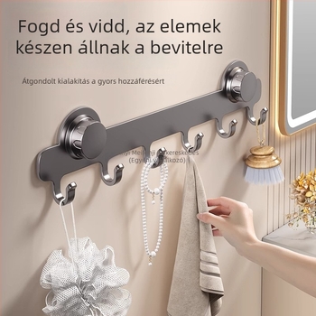 Ajtóra szerelhető szívóhatású akasztó, öntapadós rögzítéssel, 1 kg-ig terhelhetőség, fürdőszoba és előszoba