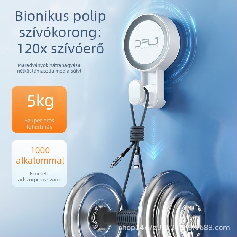 Vákuumos kampó, csavarozás nélküli felületre, erős teherbírás, törölköző és konyhai használatra, ajtó mögötti ragasztás