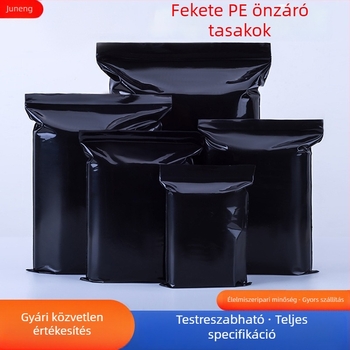 Fekete PE öntapadós tasak, fényvédő, átlátszatlan, vastag műanyagból készült magánéletvédelmi csomagolás