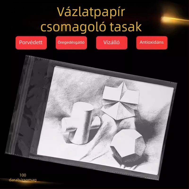 OPP átlátszó önzáró tasak rajzok védelmére, méretek A4/A3/A2, műanyag tok