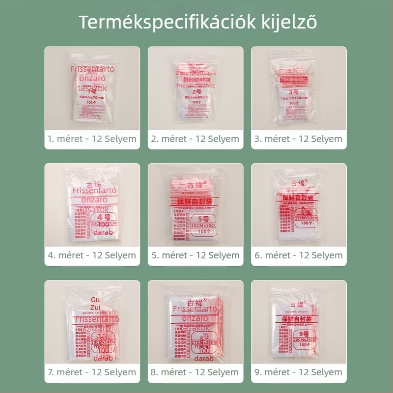Átlátszó PE zipzáras zacskók, vastagított, 12 mil vastagság, több méret