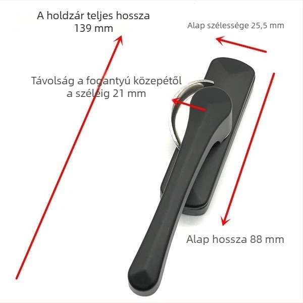 Félsarló zár kampóval, hosszú furattal, vastagított kivitel, cinkötvözet és rozsdamentes acélból, ajtókhoz és ablakokhoz