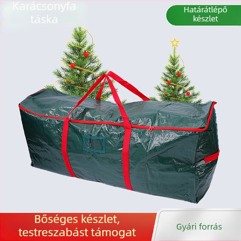 Karácsonyi ünnepi kellékek tárolására szolgáló fogantyús táska, 600D Oxford anyagból, zárható