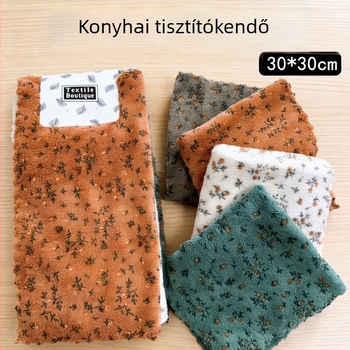 4 darabos konyhai tisztító kendő készlet retro virágmintával, vastagabb 30×30 cm négyzet alakú kendők felületek tisztítására