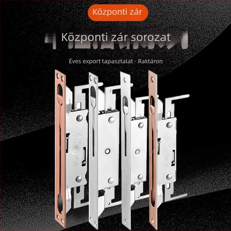 Központi zárócsap ajtó kiegészítők kétszárnyú ajtókhoz, villa tűzvédelmi ajtó, rejtett felső és alsó kampók, rozsdamentes acél csavar típusú hangszigetelő szalag