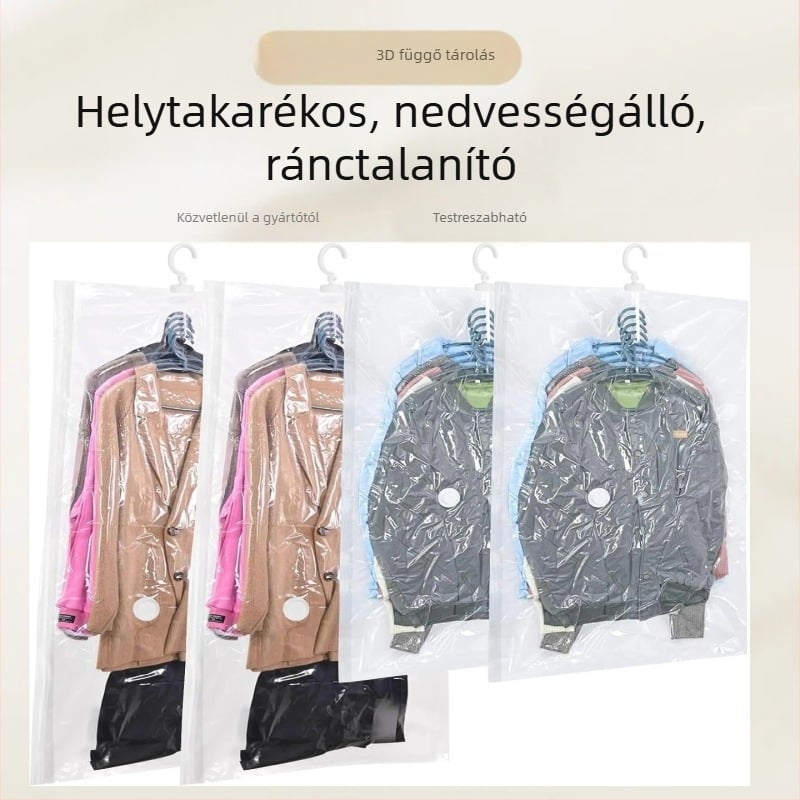 Függő kompressziós zacskók, átlátszó tároló zacskók, négy darabos készlet