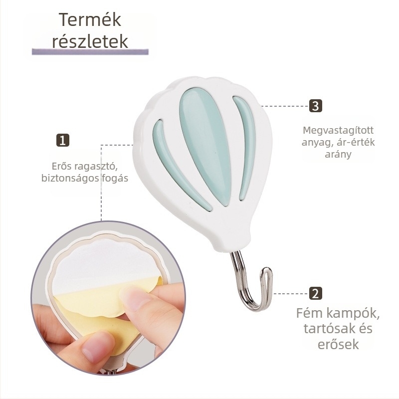2 darab öntapadó falikampó, modern minimalist design, teherbírás 2 kg-ig, fúrás nélküli telepítés