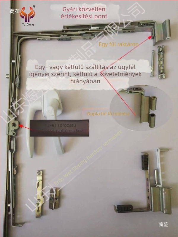 Műanyag PVC ablakok módosító hardverkészlet: belső nyílásból belső dőlésre és felső nyílásra, zsanérokat tartalmaz.