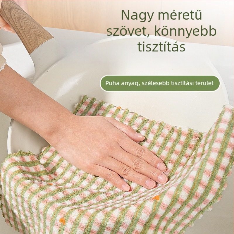 Vastagított konyhai törölköző, nedvszívó, szöszmentes, csíkos poliészter