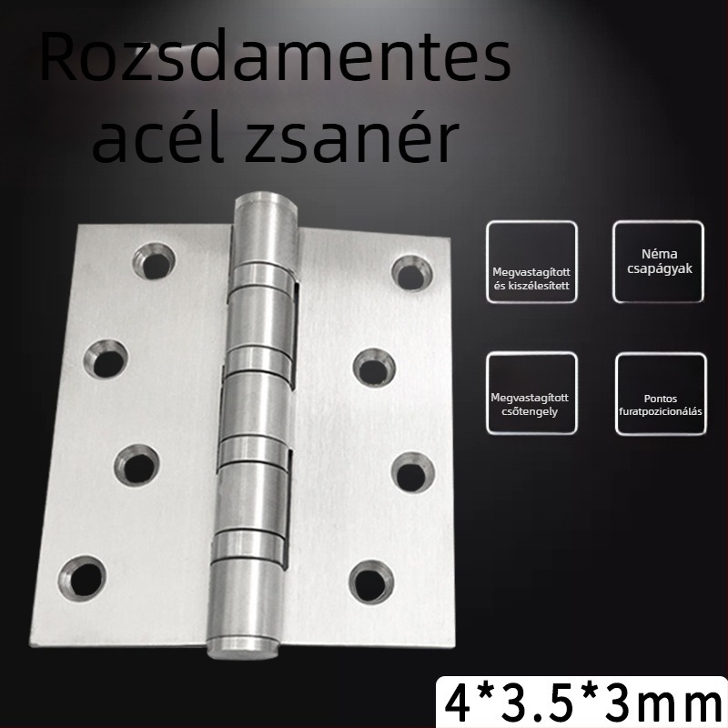 4 hüvelykes rozsdamentes acél csapágyas zsanér, kefés felülettel, nehéz ajtókhoz, tűzvédelmi ajtó