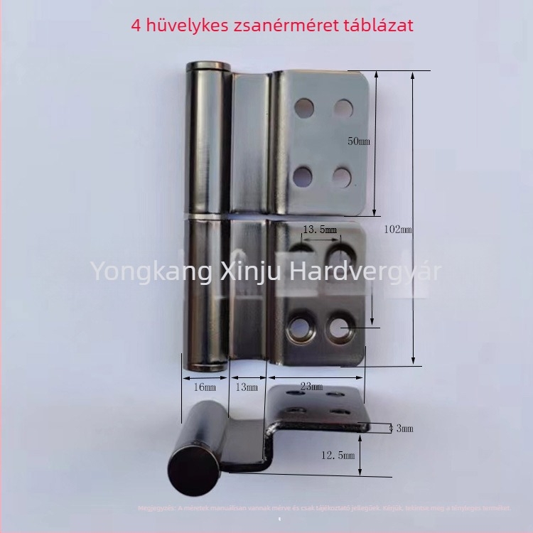 4 hüvelykes rozsdamentes acél ajtópánt, T-stílusú, ökobarát fa ajtókhoz, megerősített, halk működés
