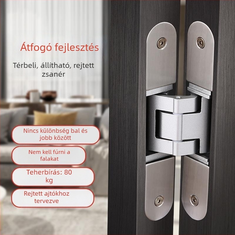Rejtett 180°-os állítható zsanér fa ajtókhoz – 3D állítású, összecsukható ajtókhoz (belső/külső nyitás)