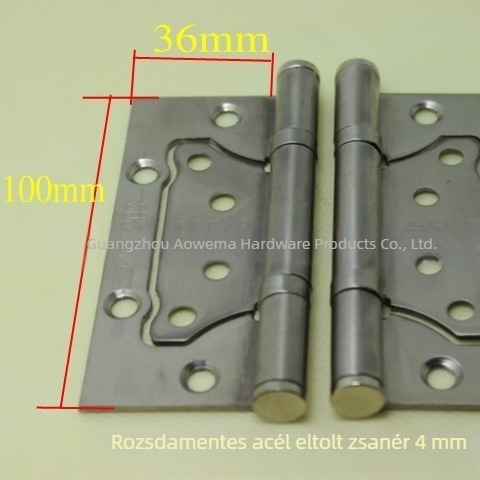 Rozsdamentes acél, csiszolt felületű, dupla ajtózsanér, 4 hüvelykes eltolás, hornyolás nélküli, 5 hüvelykes zsanér