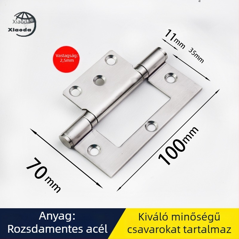 Rozsdamentes acélból készült excentrikus pánt beltéri ajtókhoz, méretek 4×3×2.5, csatorna nélküli levélpánt
