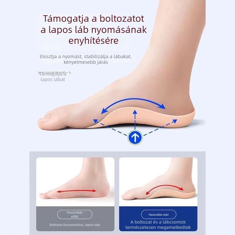 Orvosi minőségű ultra-puhán ívtámaszos talpbetét, ütéscsillapító és kopásálló, lélegző felnőtteknek