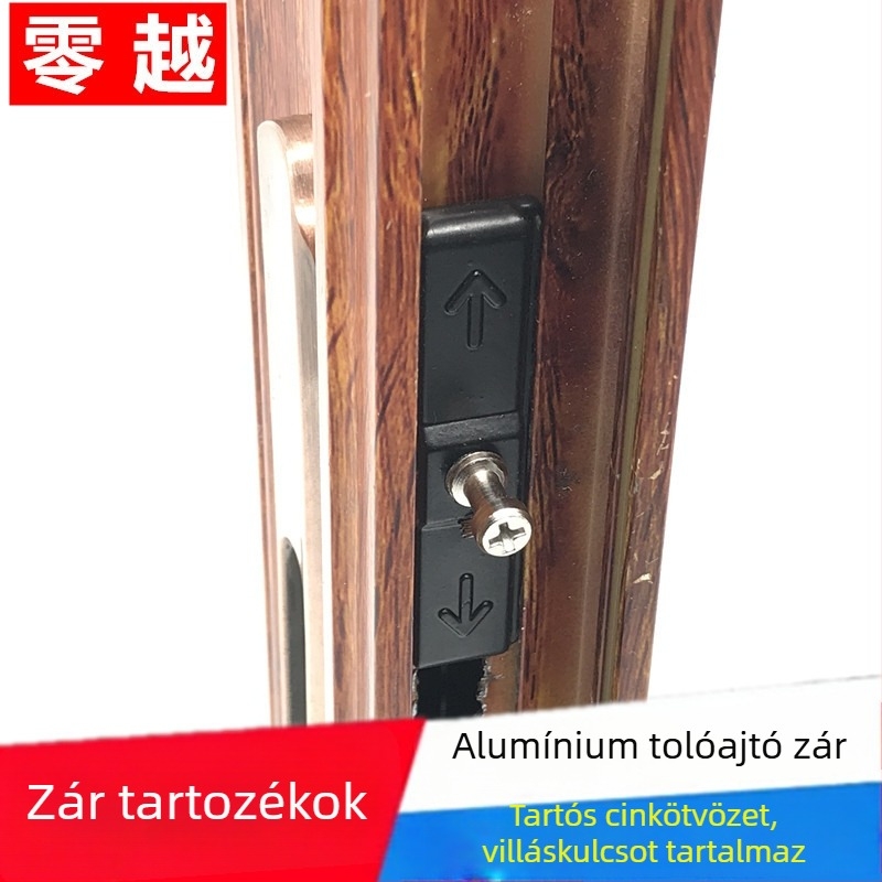 Alumínium-ötvözetű csúszóajtó zárkészlet - felső és alsó mozgó záróelemek keresztes csavarokkal