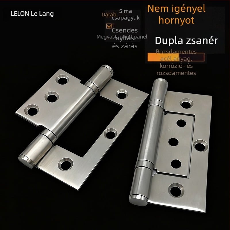 4 hüvelykes megvastított rozsdamentes acél zsanér, csatorna nélküli, hangtalan csapágyas, beltéri és fa ajtókhoz, offset zsanér, modell RDH-16