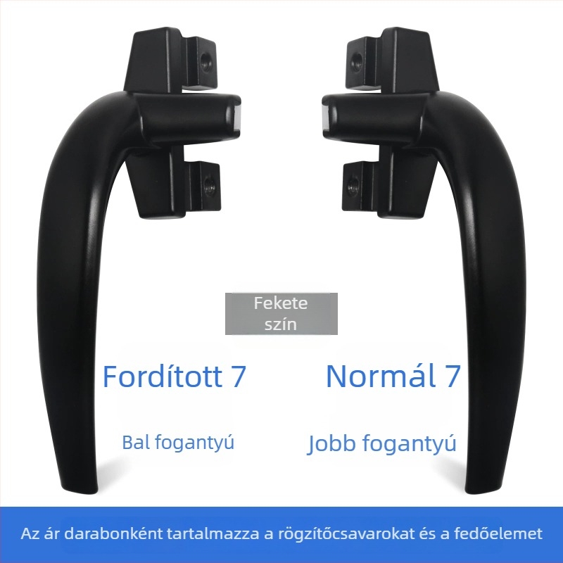 Ablaknyitó fogantyú alumíniumötvözetből, kör alakú, 7-es mintázat, bal–jobb készlet