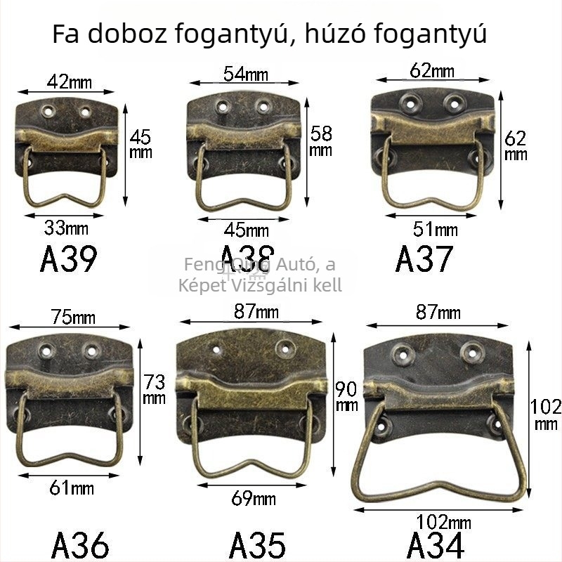 Vas fogantyúk kamforafából készült dobozokhoz, Ming–Qing vintage stílusú fa doboz hardver