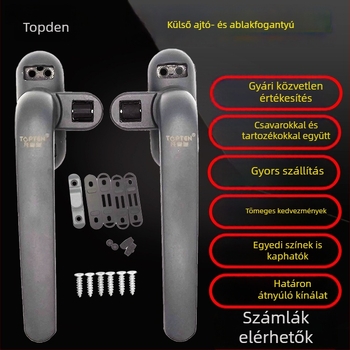 Tömör görgős ablakfogantyú alumíniumötvözetből, nyíló és csúszó ablakokhoz, modell H006