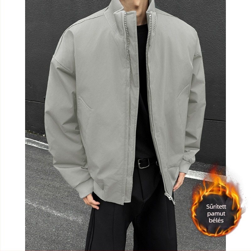 Férfi vízálló, állógalléros, laza szabású bélelt dzseki, modell J5232J