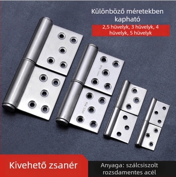 4 hüvelykes rozsdamentes acél lobogó típusú ajtózsanér fürdőszobai ajtóhoz, levehető lobogó zsanér, tűzálló