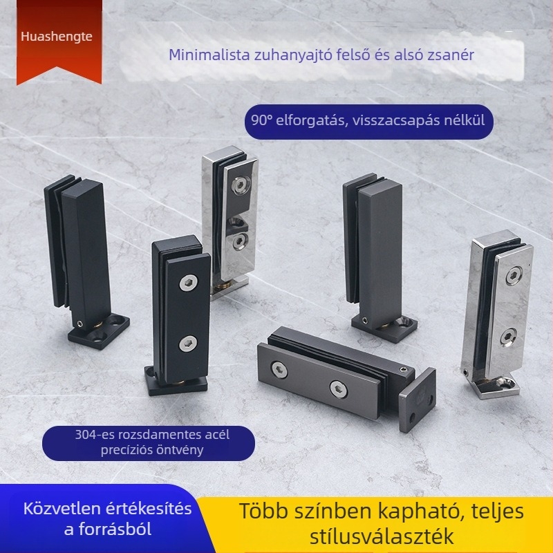 Minimalista 304 rozsdamentes acél – felső és alsó tengelyek zuhanykabin üvegajtóhoz