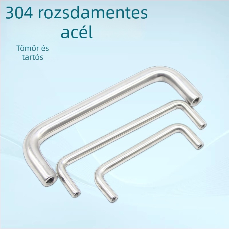 304 rozsdamentes acél fogantyúk, szilárd ajtófogantyúk, dupla görbe szekrényfogantyú jelzővel