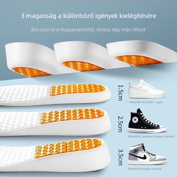 Rejtett magasságot növelő talpbetét cipőkhöz: teljes talp, ütéscsillapítás, kényelmes viselet nőknek és férfiaknak, csizmákhoz и sportcipőkhöz.